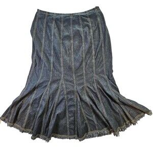 Ashley Stewart Denim Maxi Skirt Mermaid Style Raw Hem 18W